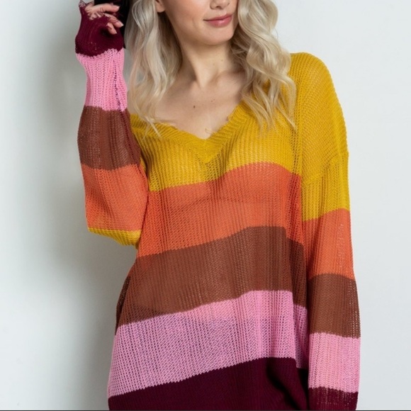 Twilight Gypsy Collective Sweaters - 🔥LAST CHANCE🎉HP🎉 ColorBlock Distressed Raw Hem Relaxed Fit Top Offers Welcome